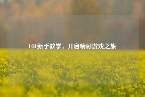 LOL新手教学，开启精彩游戏之旅