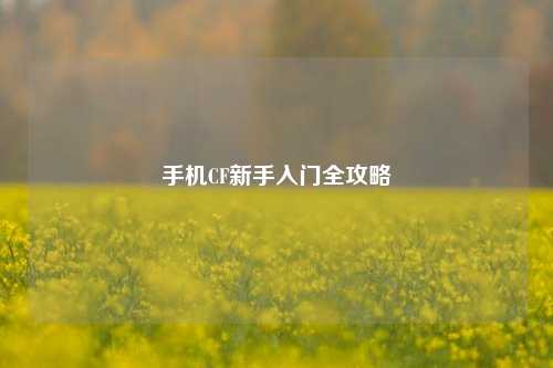 手机CF新手入门全攻略