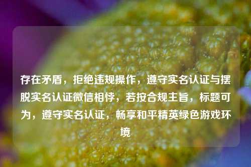 存在矛盾,拒绝违规操作,遵守实名认证与摆脱实名认证微信相悖,若按合规主旨,标题可为,遵守实名认证,畅享和平精英绿色游戏环境