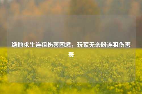 绝地求生连狙伤害困境，玩家无奈盼连狙伤害表