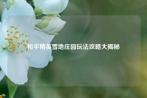 和平精英雪地庄园玩法攻略大揭秘