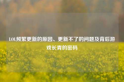 LOL频繁更新的原因、更新不了的问题及背后游戏长青的密码